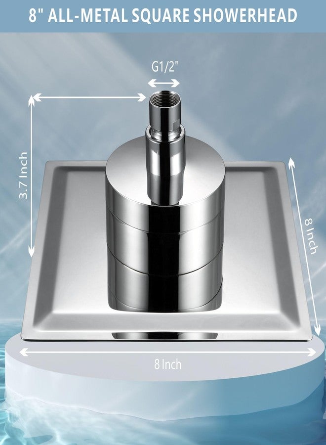Nuodan High Pressure Rain Shower Head with Filtered - 8" All Metal Square Showerhead Filter for Remove Chlorine and Harmful Substances, Chrome - Image 3