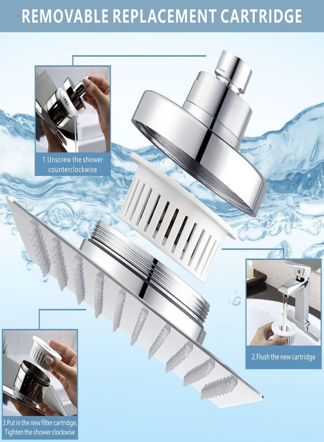 Nuodan High Pressure Rain Shower Head with Filtered - 8" All Metal Square Showerhead Filter for Remove Chlorine and Harmful Substances, Chrome - Image 2