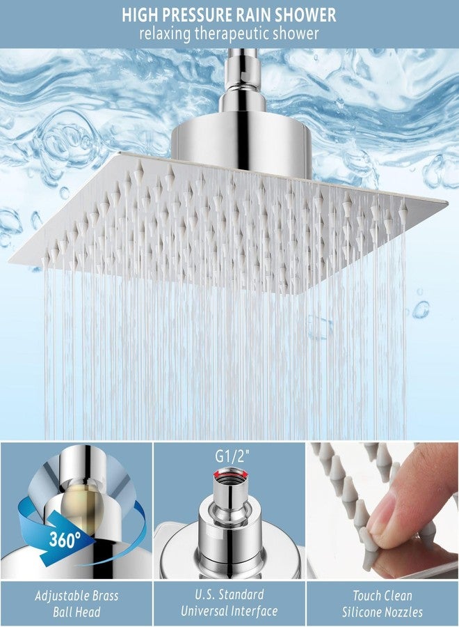 Nuodan High Pressure Rain Shower Head with Filtered - 8" All Metal Square Showerhead Filter for Remove Chlorine and Harmful Substances, Chrome - Image 4