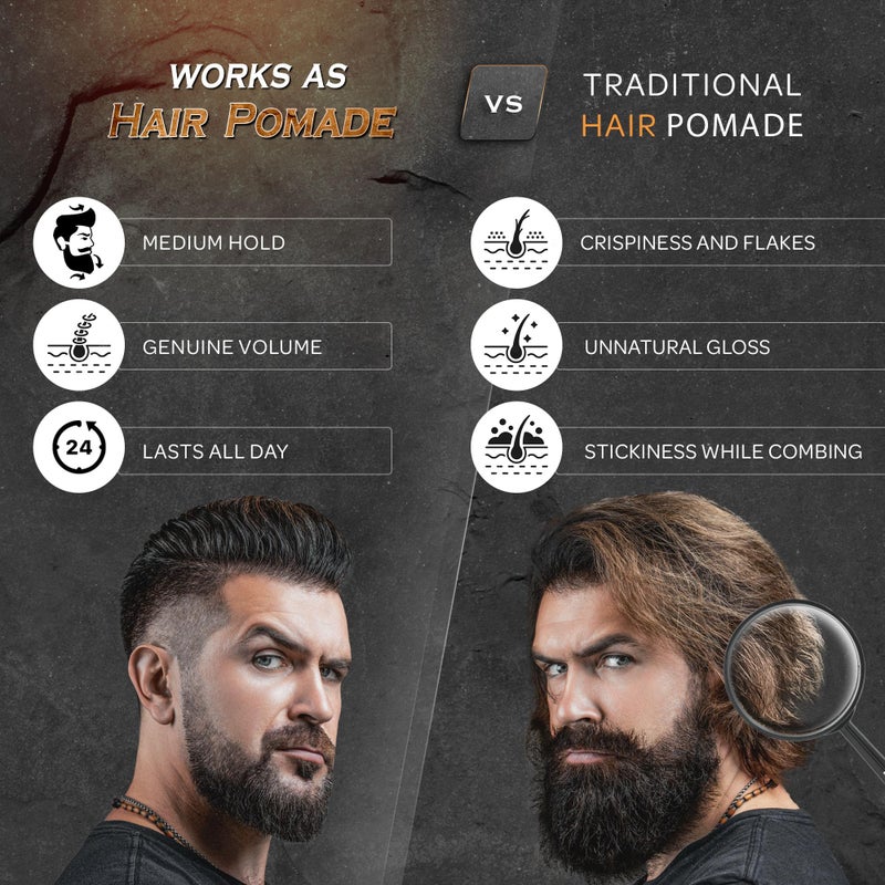 Bossman Hair & Beard Pomade - All Day Hold, Control and Moisturizing Hair, Beard and Moustache Styling Product - Natural Strong Hold Pomade - Made in USA (Hammer Scent) - Image 3