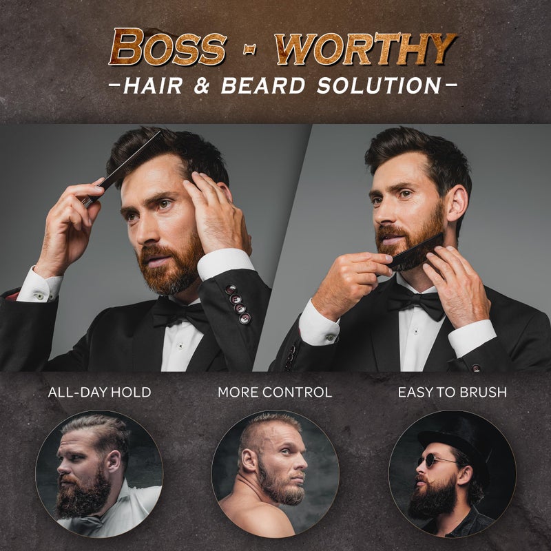 Bossman Hair & Beard Pomade - All Day Hold, Control and Moisturizing Hair, Beard and Moustache Styling Product - Natural Strong Hold Pomade - Made in USA (Hammer Scent) - Image 4