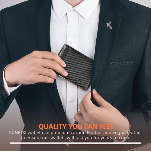 RUNBOX Slim Wallets for Men - Leather Money Clip Mens Wallet - RFID Blocking Front Pocket Bifold Wallet - Thin Credit Card Holder with Gift Box - Image 5