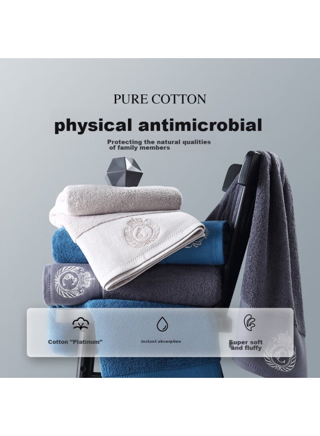 Canasin Kang'erxin Five-star Hotel Pure Cotton Thickened Large Bath Towel, Uni All-cotton Towel Gift Box Set, 1 Bath + 2 Face Towels, Gentleman Gray - Image 3