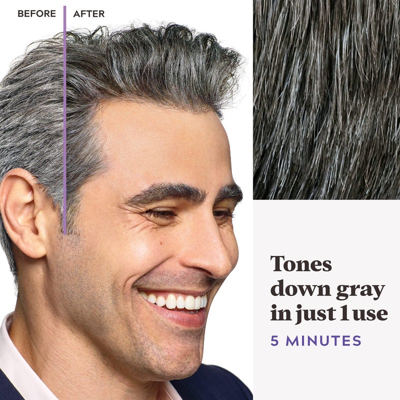 Just For Men مجرد للرجال لمسة من الرمادي، مجموعة صبغة شعر للرجال مع مشط للتطبيق السهل، رائعة لمظهر الملح والفلفل - بني داكن، T-45، عبوة من 1 - Image 4
