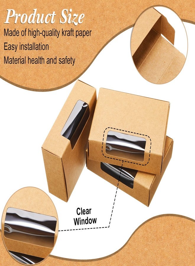 Spakon 30 Pack Kraft Soap Boxes with Clear Window, Handmade Making Soap Packaging Boxes, Small Gift Box for DIY, 3.5 x 2.6 x 1.2 Inch(Brown - Image 4