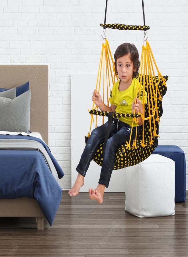 BOFFLE Cotton Swing Chair for Kids Baby's Children Folding and Washable1-3 Years with Safety Belt/Home,Garden Jhula for Babies|Swing for Kids | Seat and Back Side 16x16 inch - Image 1