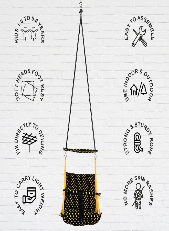 BOFFLE Cotton Swing Chair for Kids Baby's Children Folding and Washable1-3 Years with Safety Belt/Home,Garden Jhula for Babies|Swing for Kids | Seat and Back Side 16x16 inch - Image 4