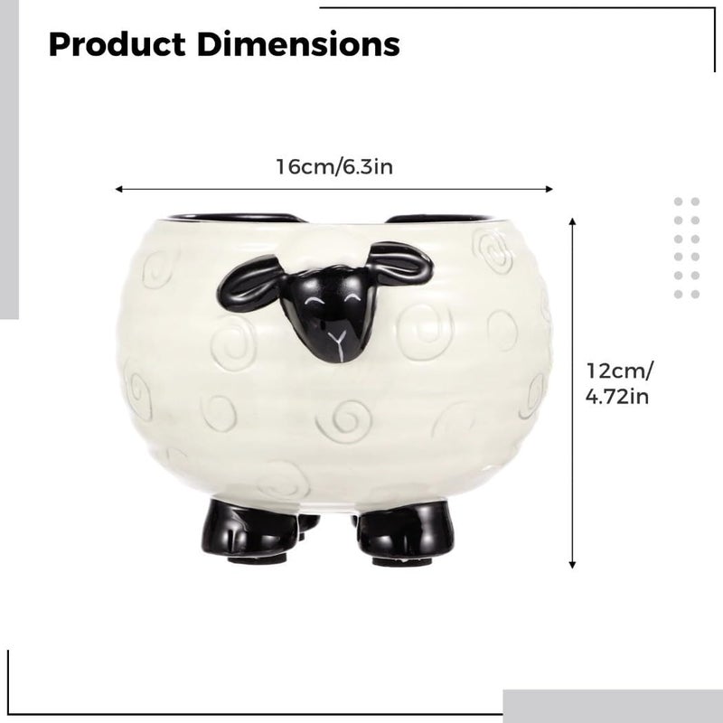 Ceramic Yarn Bowl with Outlet, Sheep-Themed Tangle-Free Holder for Knitting and Crocheting, Ideal for Needlework and Decoration - Image 5