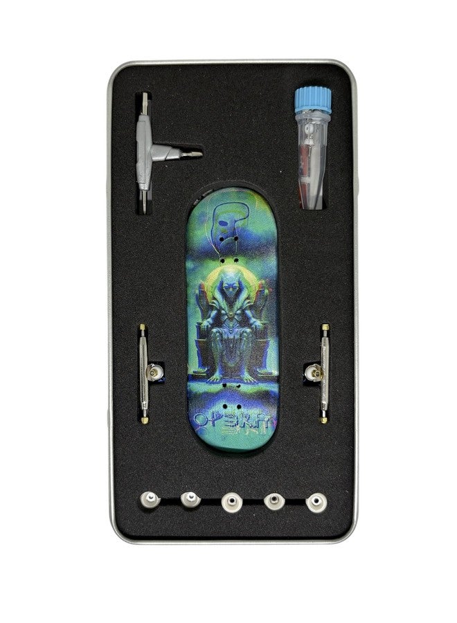 LEEFAI Pro Fingerboard Complete Set, 34x96mm Maple Deck, 4.0 Trucks, UV Print Design, Mini Finger Skateboard- Op3ra V3-Alienation - Image 1