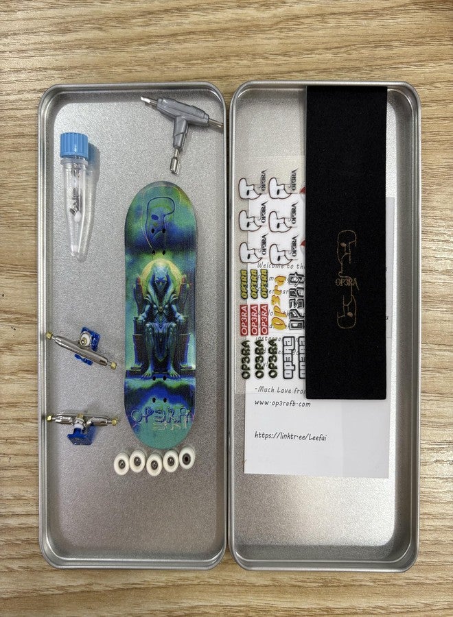 LEEFAI Pro Fingerboard Complete Set, 34x96mm Maple Deck, 4.0 Trucks, UV Print Design, Mini Finger Skateboard- Op3ra V3-Alienation - Image 2