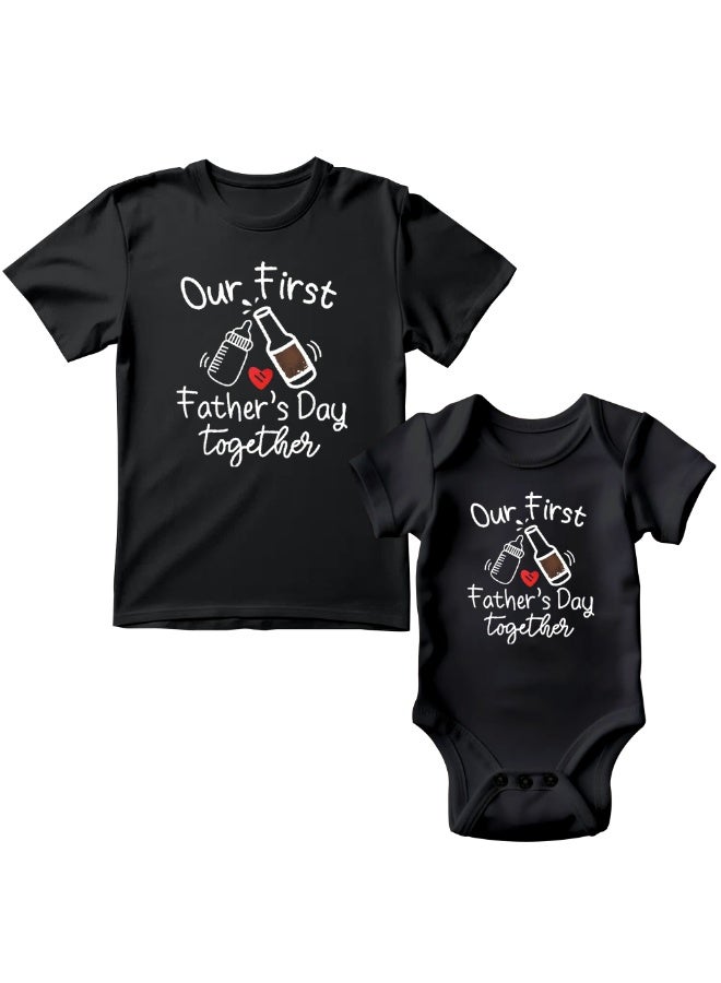Matching Family Outfits Our First Father’s Day Together T-Shirts | Matching Dad and Baby Outfit | Soft Cotton Fabric | New Dad Gift for Father's Day - Image 1