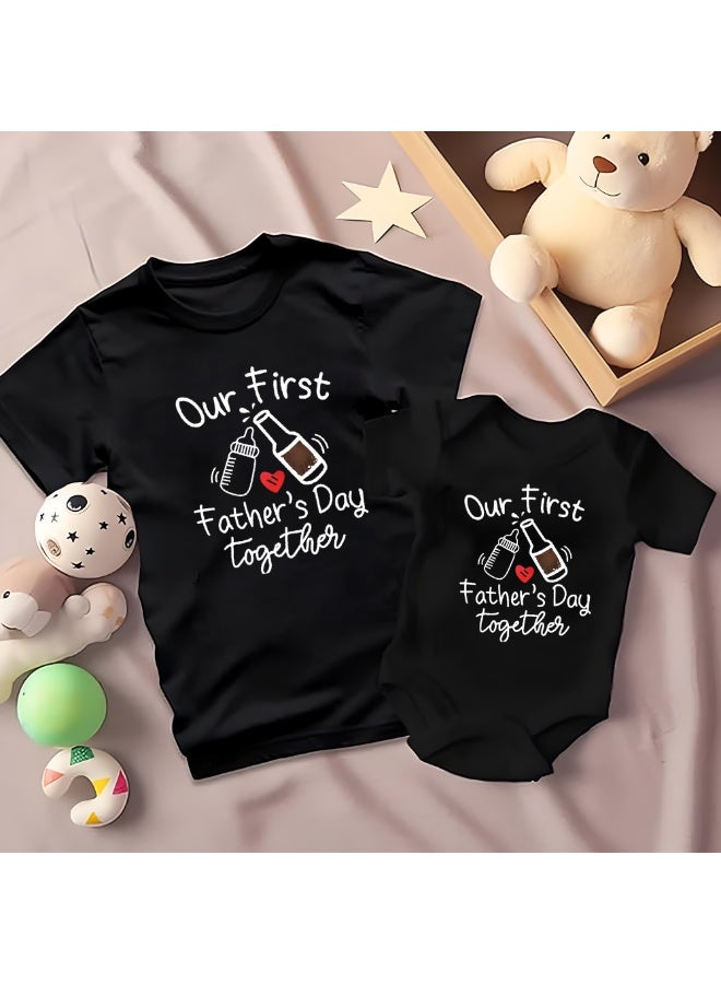Matching Family Outfits Our First Father’s Day Together T-Shirts | Matching Dad and Baby Outfit | Soft Cotton Fabric | New Dad Gift for Father's Day - Image 3