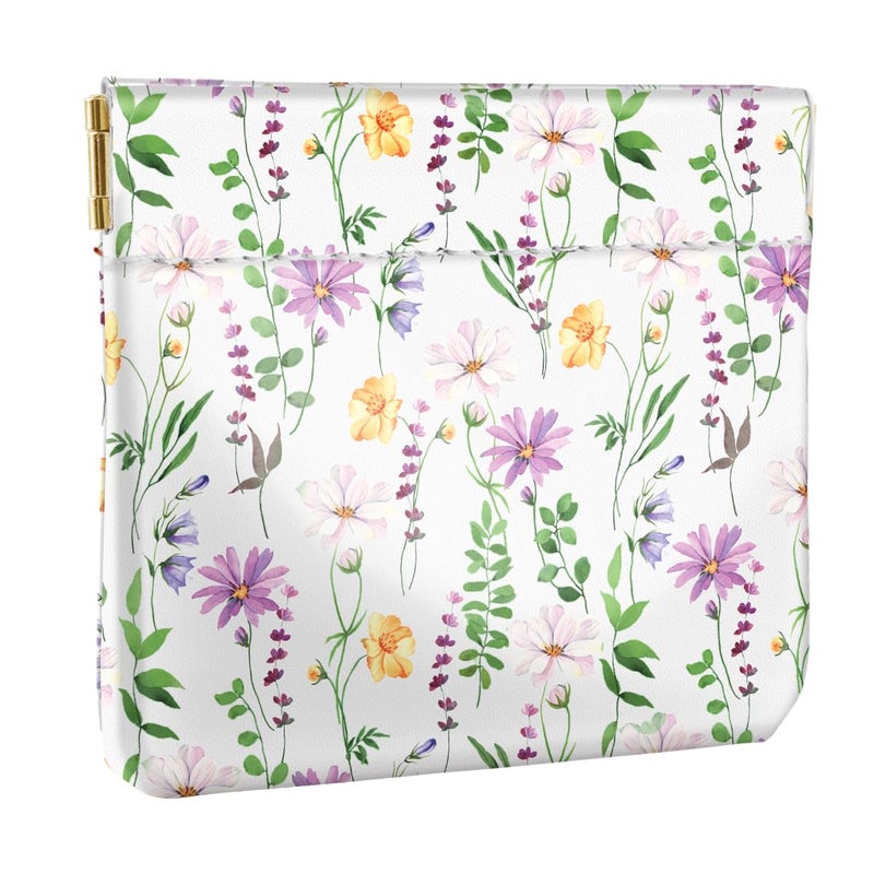 Simikol Squeeze Coin Purse Pouch Change Holder Mini Purse Coin Pocket for Handbag,White Daisy - Image 1