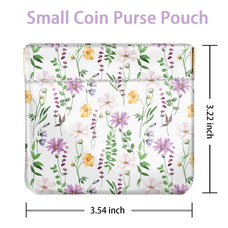 Simikol Squeeze Coin Purse Pouch Change Holder Mini Purse Coin Pocket for Handbag,White Daisy - Image 3
