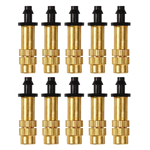 Serplex® Adjustable Water Spray Nozzle Copper 4/7mm Nozzle Water Spray Drip Irrigation Mist Sprayer Micro Sprinkler for Garden Cooling Irrigation Lawn Vegetables Greenhouse - 10 Pcs - Image 1