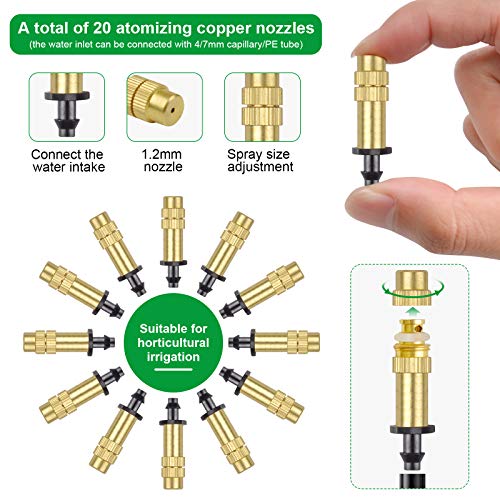 Serplex® Adjustable Water Spray Nozzle Copper 4/7mm Nozzle Water Spray Drip Irrigation Mist Sprayer Micro Sprinkler for Garden Cooling Irrigation Lawn Vegetables Greenhouse - 10 Pcs - Image 3