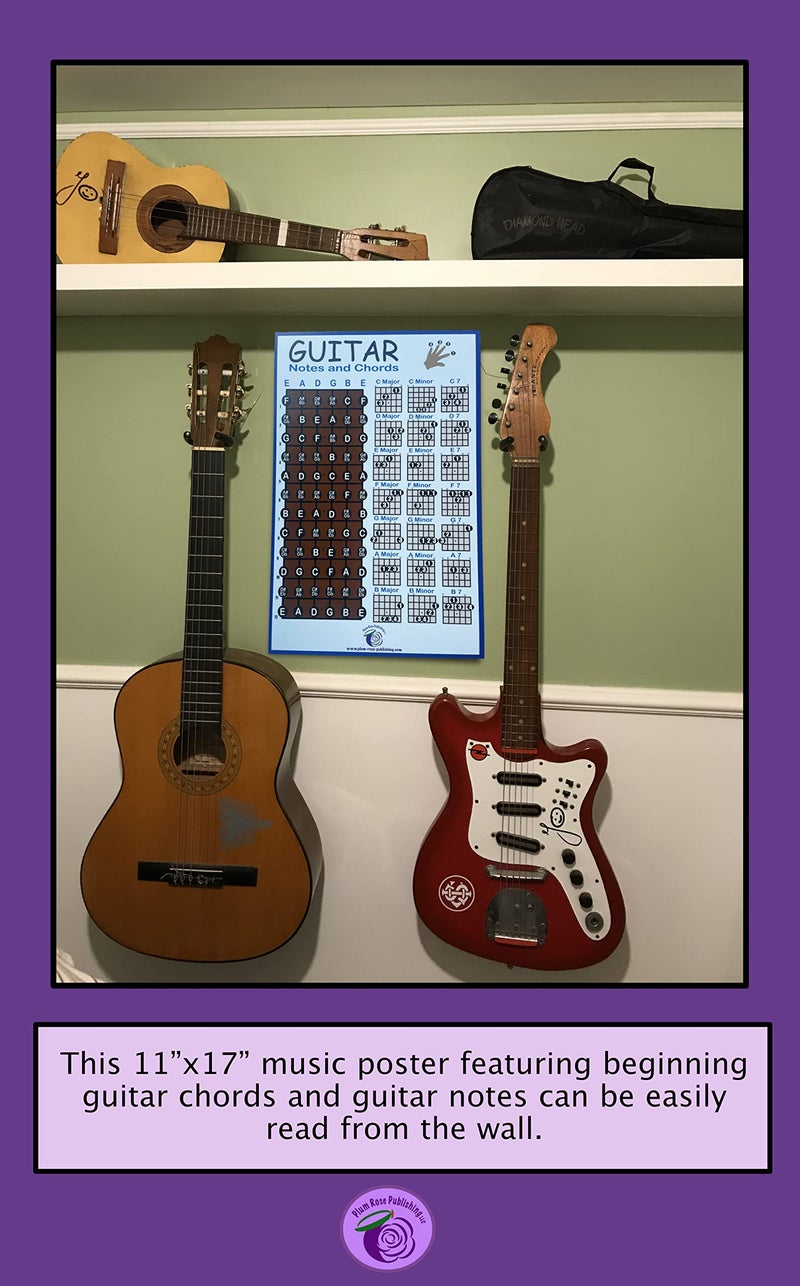 Plum Rose Publishing LLC PLUM ROSE Guitar Chord Poster (11x17) - Guitar Chord Chart - Educational Music Poster (Blue) - Image 5