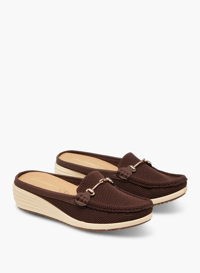Le Confort Metal Accent Flyknit Slip-On Mules with Wedge Heels