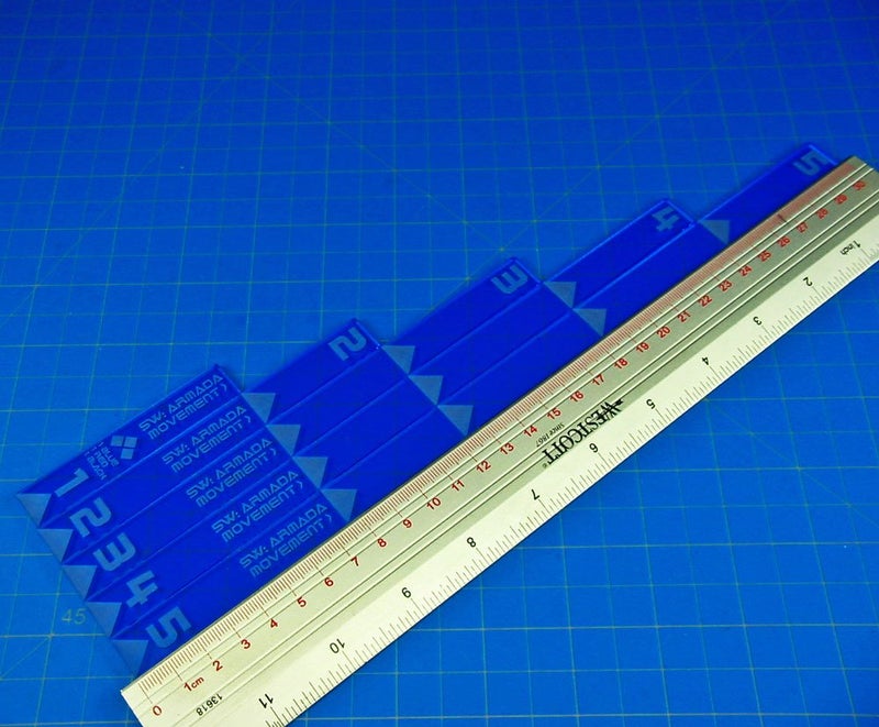 LITKO Armada Multi Range Movement Ruler Set | Compatible with Star Wars: Armada | 5 Pack (Fluorescent Blue) - Image 2