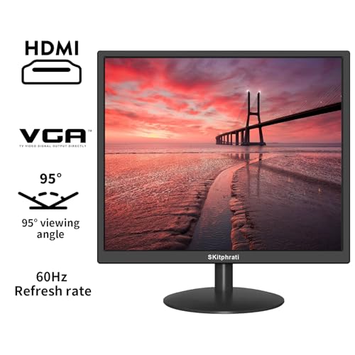 SKitphrati 17" Monitor Square Monitor 1280 X 1024 with 45% sRGB Color Correction and 5:4 Aspect Ratio, 75 Hz, VESA Mountable, VGA, HDMI, TN Panel - Image 2