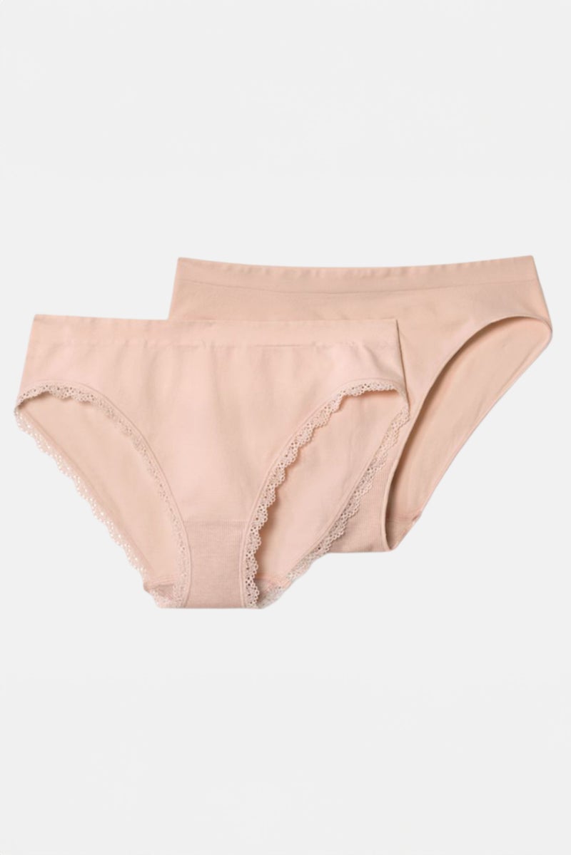 Tchibo Women 2 Pieces Seamless Briefs, Beige - Image 2