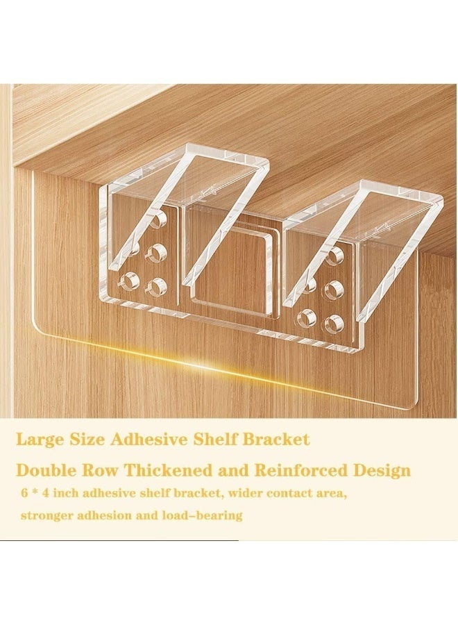 Arabest 12Pcs Shelf Support Pegs, Clear Self Cabinet Adhesive Shelves Clips, Double Row Thickened and Reinforced Design Shelf Support Pegs for Shelves Kitchen Cabinet Book Closet - Image 4