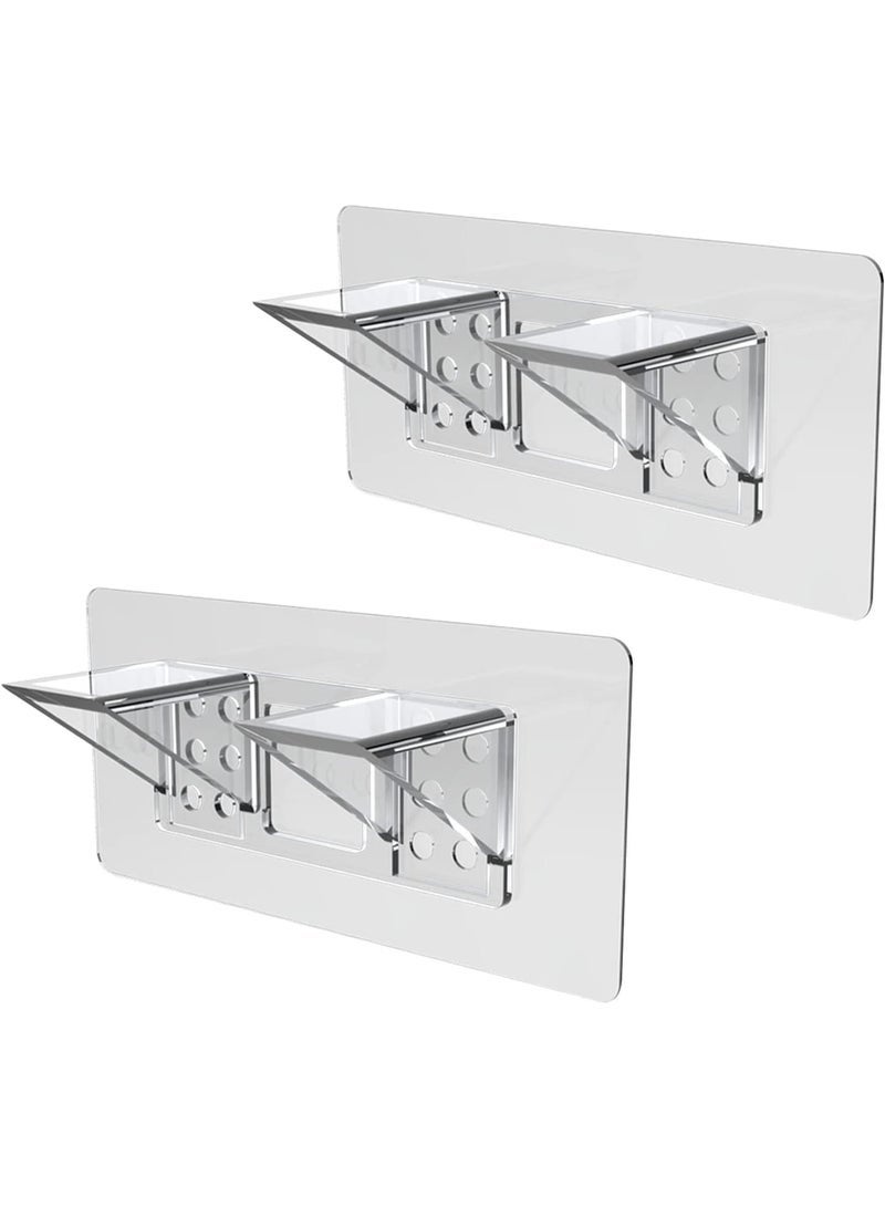 Arabest 12Pcs Shelf Support Pegs, Clear Self Cabinet Adhesive Shelves Clips, Double Row Thickened and Reinforced Design Shelf Support Pegs for Shelves Kitchen Cabinet Book Closet - Image 2