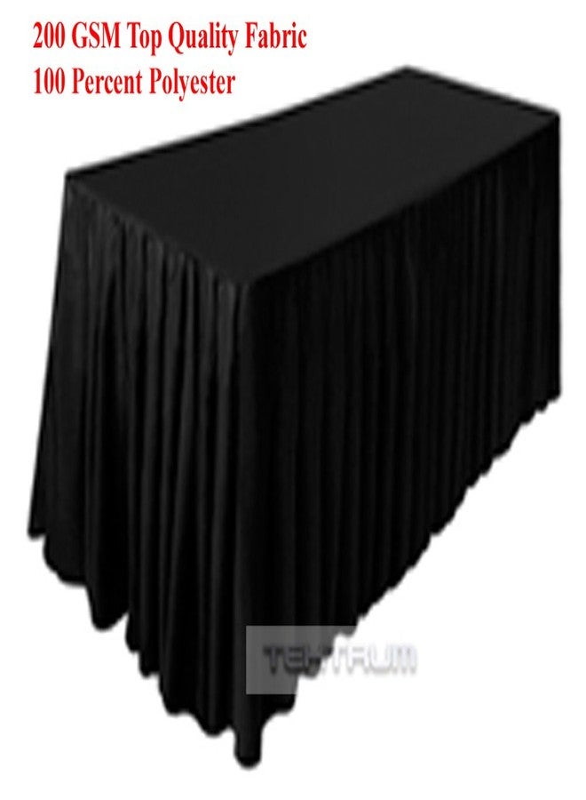 TEKTRUM 6' FT LONG FITTED TABLE SKIRT COVER FOR TRADE SHOW - THICK/HEAVY DUTY/DURABLE FABRIC (Black) - Image 3