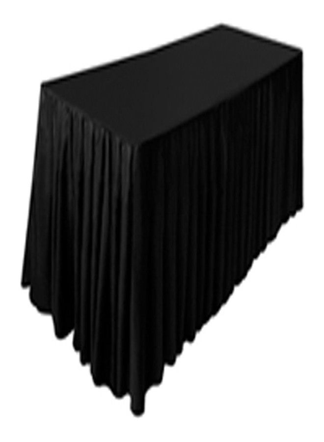 TEKTRUM 6' FT LONG FITTED TABLE SKIRT COVER FOR TRADE SHOW - THICK/HEAVY DUTY/DURABLE FABRIC (Black) - Image 1
