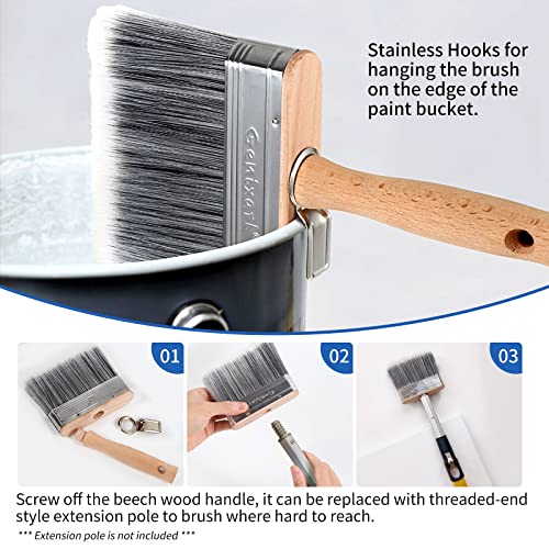 Genixart Deck Stain & Sealer Block Paint Brush - 5 inch Big Fence Stain Brush for Wood - Large Masonry Paintbrush - Wide Limewash Brushes for Brick Concrete Walls - Image 2