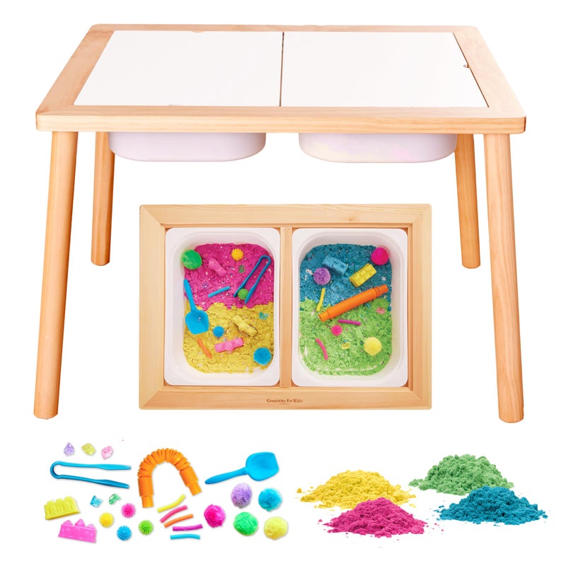 Creativity for Kids Sensory Table with 29Piece Color Party Accessory Kit Indoor Toddler Activity Table with Bins EasyClean Design for Sand Water Crafts Educational Fun Ages 3 - Image 2