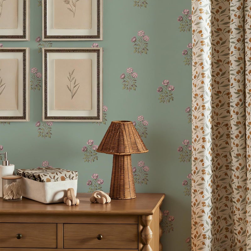 LUKUUI Vintage Floral Wallpaper Peel and Stick Boho Wallpaper Removable Waterproof Green Rose Pattern Contact Paper for Bedroom, Bathroom, Home Wall, 17.3" x 78.7" - Image 5