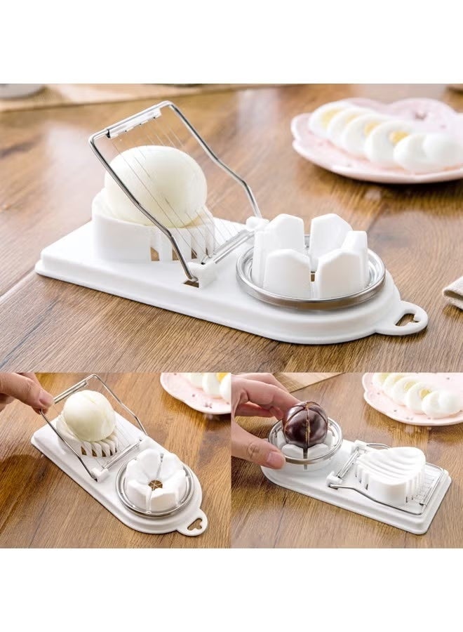 2-in-1 Corded Egg Slicer With Stainless Steel Wire for Boiled Eggs 2-in-1 Egg Slicer for Strawberries Kiwis and Sausages - Image 2