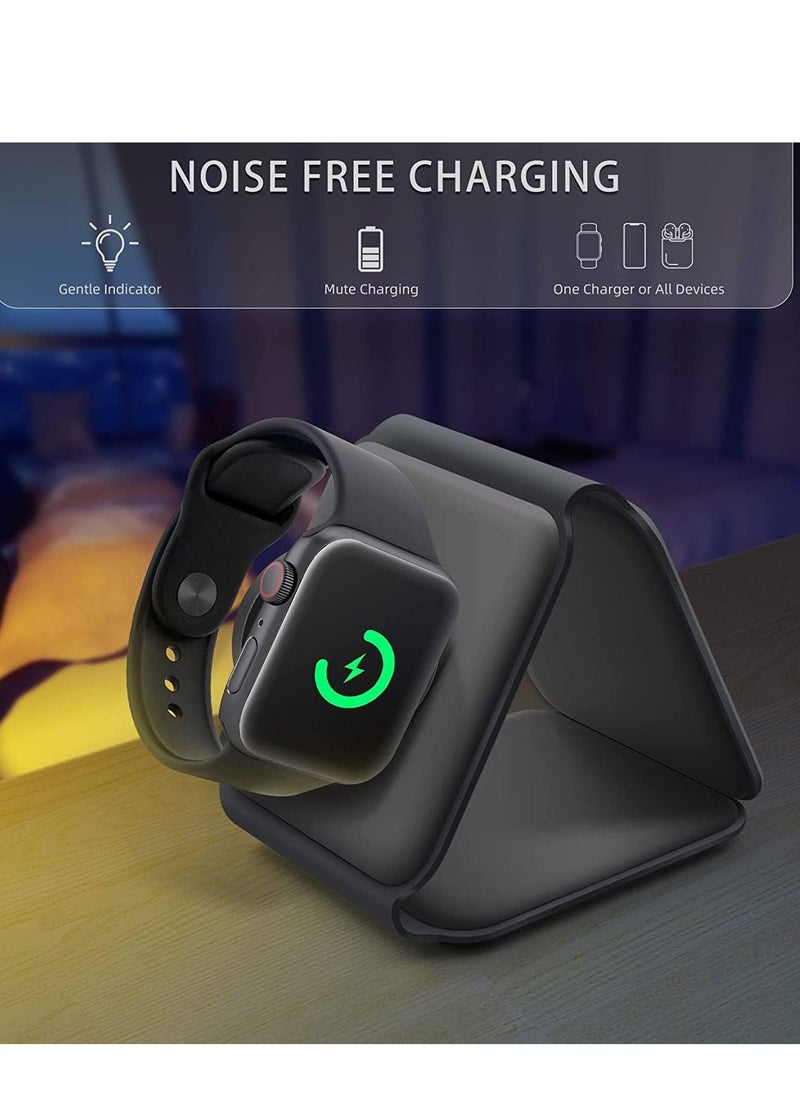 Excefore - 3 in 1 Wireless Charger, Charging, Magnetic Fast Charging Foldable Dock station Charger for iPhone 14/13/12/11/8/Pro/Max,for iWatch,forAirPods 3/2/Pro and Samsung - Image 1