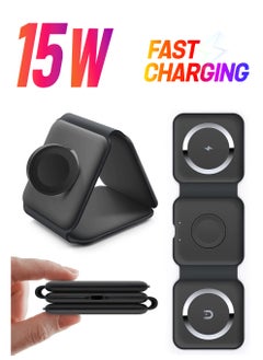 3 in 1 Wireless Charger, Charging, Magnetic Fast Charging Foldable Dock station Charger for iPhone 14/13/12/11/8/Pro/Max,for iWatch,forAirPods 3/2/Pro and Samsung