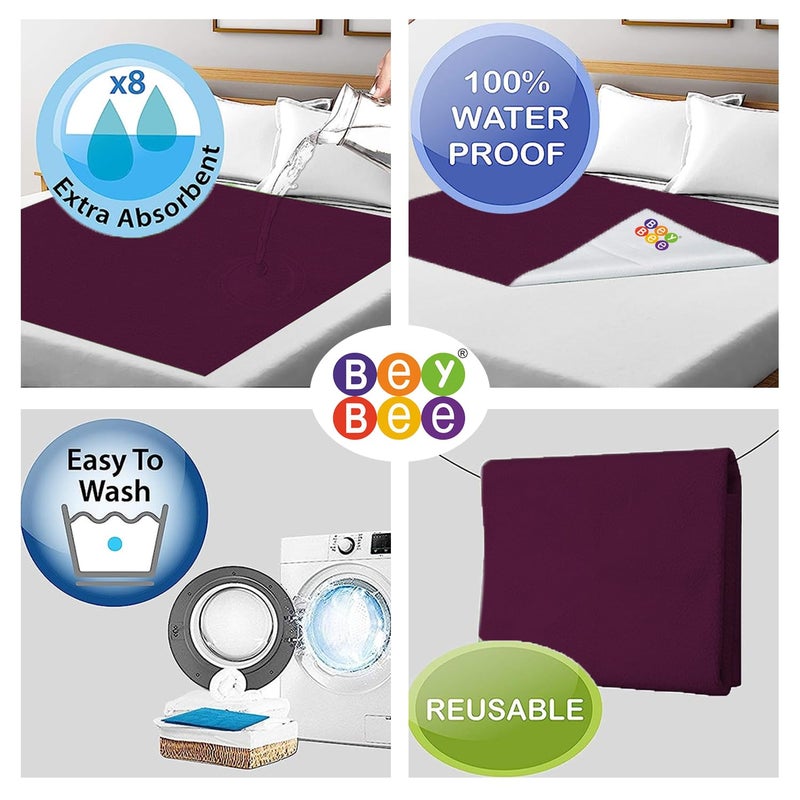 Bey Bee BeyBee Waterproof Quick Dry Sheet for BabyAntiPiling Fleece Extra Absorbent Washable Mattress ProtectorBed Protector Sheet for Toddler Small Combo 70x50 CM Pack of 3 Dark BluePlumViolet - Image 4