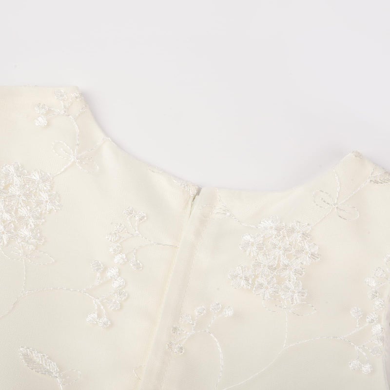 Uhnice Flower Girl Embroidered Dress Sleeveless Lace Ball Gown Formal Princess Dress for Wedding Birthday Party (Ivory, 4-5/110) - Image 5