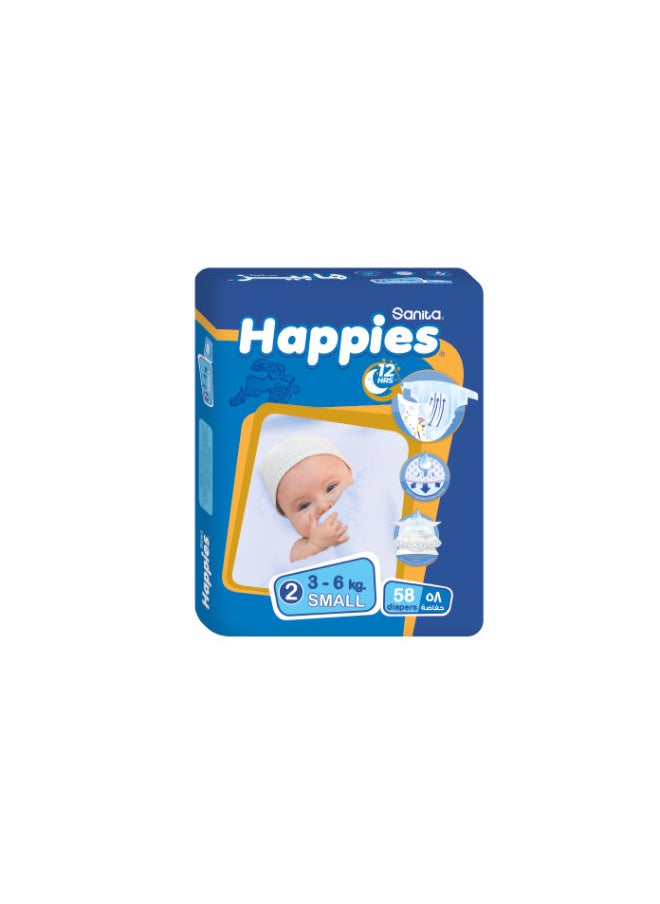 Happies - Baby Diapers stretch Small (size 2) 58 diapers - Image 1