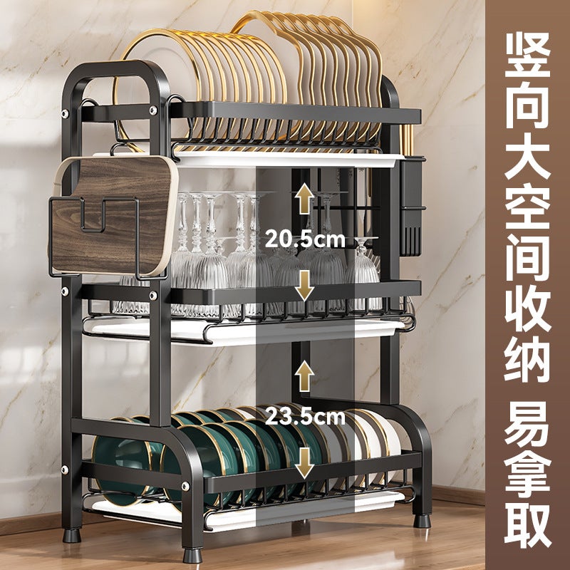 Multifunctional Carbon Steel Kitchen Dish Drying Rack Storage Organizer - Image 2