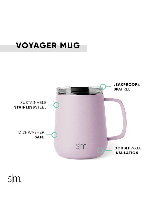 Simple Modern Travel Coffee Mug with Lid and Handle | Reusable Insulated Stainless Steel Coffee Tumbler Tea Cup | Gifts for Women Men Him Her | Voyager Collection | 12oz | Lavender Mist - Image 2