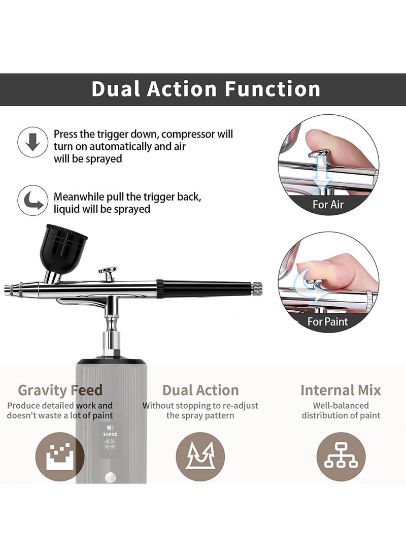 Loquat Portable Airbrush with Compressor Rechargeable USB Airbrush Kit Handheld Cordless Air Brush Pen with LCD Screen Black  - Image 4