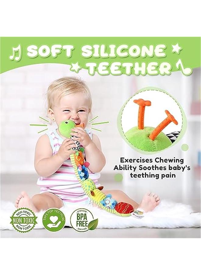 Baby Toys 0 to 12 Months, Musical Stuffed Animal Activity Soft Toys with Multi-Sensory Crinkle, Rattle and Textures, Infant Tummy Time Toys for Newborn Boys Girls, Caterpillar, Green - Image 4