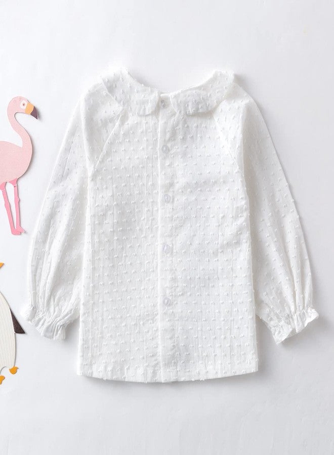 Curipeer Girls White Button Down Shirt, Long Sleeve Peter Pan Collar Blouse and Top for Toddler Uniform or Dressy Occasions 2-3T - Image 3