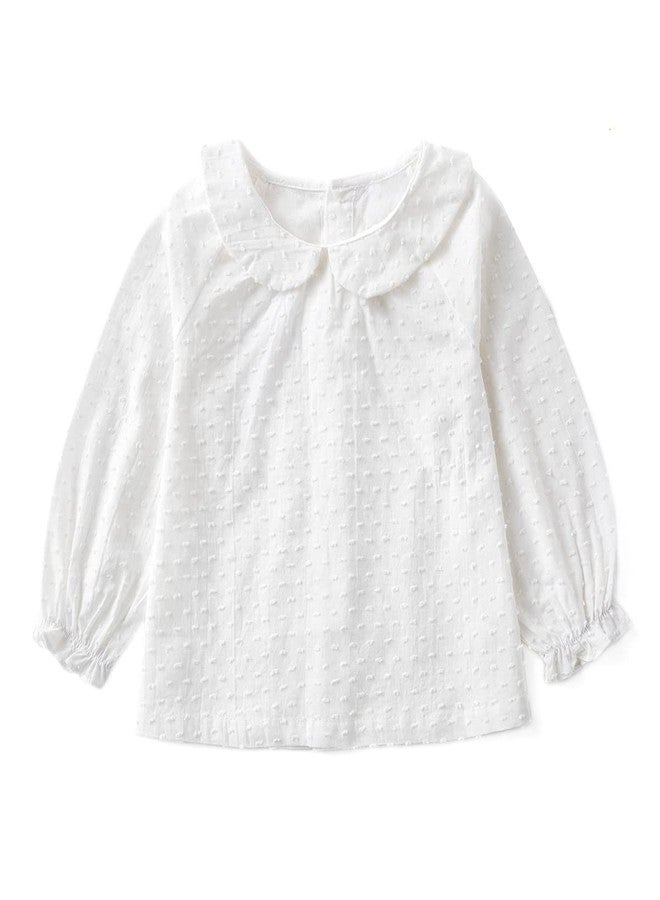 Curipeer Girls White Button Down Shirt, Long Sleeve Peter Pan Collar Blouse and Top for Toddler Uniform or Dressy Occasions 2-3T - Image 1