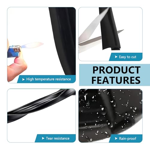Foelony 5.6Ft Windshield Cowl Rubber Seal Strip, H-Shape Self-Adhesive Weatherstrip, Cuttable Waterproof Car Window Sunroof Seal Trim, Universal for Most Cars Trucks SUVs (Black) - Image 4