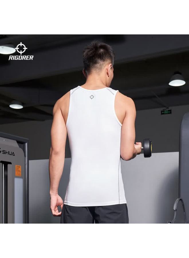 Rigorer Summer Breathable Quick-dry Training Fitness Sleeveless Compression Shirt Z121210603 Pure White 3XL