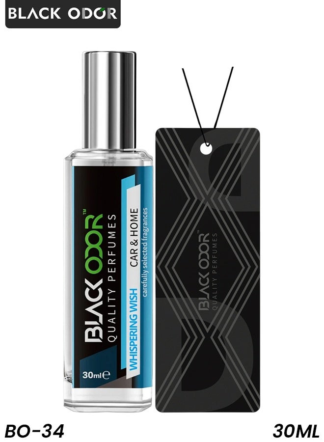 Black Odor "Whispering Wish" Quality Perfumes: Long-Lasting, Natural Essential Oil Air Freshener for Car & Home - Eco-Friendly, Spill-Proof, and Refillable Hanging Tag System (30ml) - Image 1