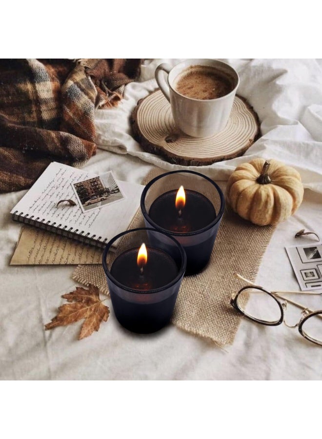 LAMAY Set of 20 Black Votive Candles for Halloween Pumpkin, Clear Glass Filled Unscented Soy Wax Candle for Dinner Parties, Home Decorations and DIY - Image 4