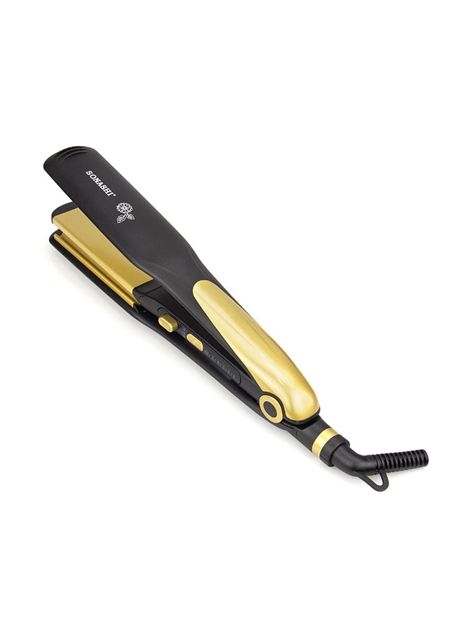 SONASHI 2 in 1 Hair Straightener And Crimper With Ceramic Coating Plates Crimper Plate For Perfect Waves PTC Heating LED Indicator Lock Function On And Off Switch Temperature Control Suitable For All Hair Types  SHS-2082 Black/Gold 33cm - Image 2