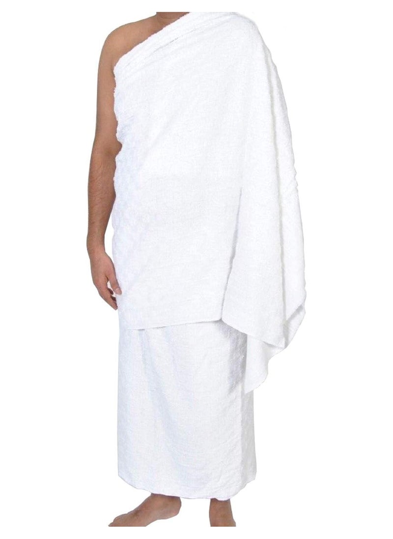 Generic Ihram clothing for men for Hajj and Umrah - 2 white towels - 100% natural healthy combed cotton towels, weight 1000 grams  - Image 1